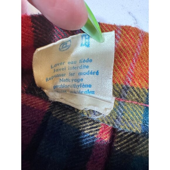 Vintage plaid pleated wrap skirt size S fringe high waist secretary geek academi - Picture 6 of 6